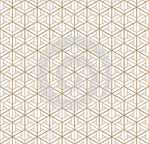 Seamless japanese pattern shoji kumiko in golden.Diamonds grid