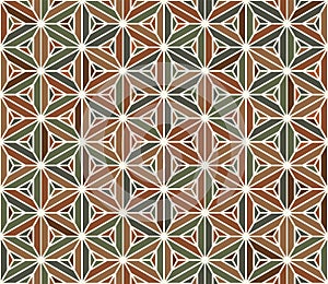 Seamless japanese pattern.Simulation of marquetry technique .Shades of brown.