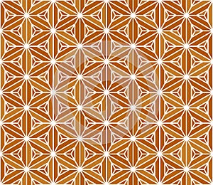 Seamless japanese pattern.Simulation of marquetry technique .Shades of orange