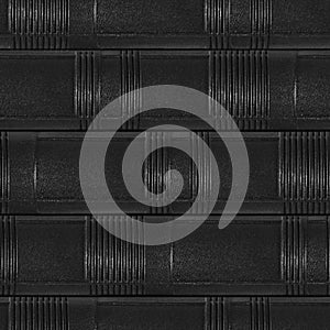 Seamless 4k photo texture material of black patterned striped plastic surface