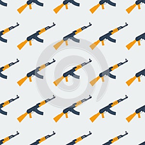 Seamless Kalashnikov ak47 pattern flat