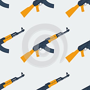 Seamless Kalashnikov ak47 pattern flat