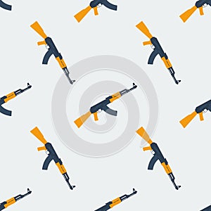 Seamless Kalashnikov ak47 pattern flat