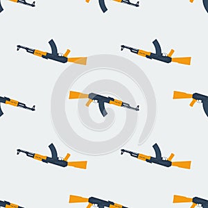 Seamless Kalashnikov ak47 pattern flat