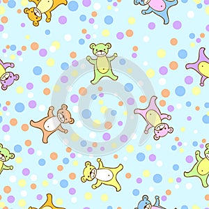 Seamless kids pattern with teddy-bears and dots.