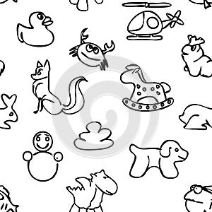 Seamless Kids Wall Art Doodles Pattern