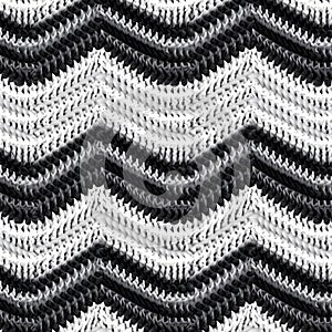 Seamless Knitted Chevron Pattern In Black And White photo