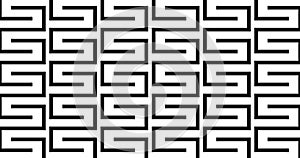 Seamless labyrinth pattern of black and white shape silhouette design
