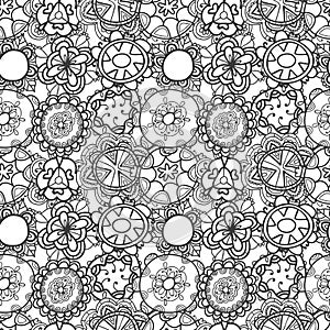 Seamless lace floral pattern on white background