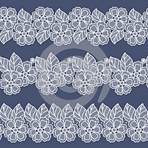 Seamless lace flowers decoration element.