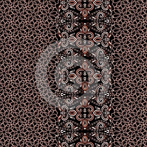 Seamless lace pattern with decorative elements. Vector background.