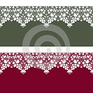 Seamless lace pattern texture on green and red