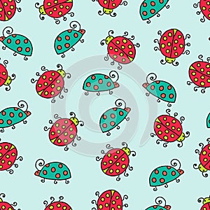 Seamless lady bug illustration background pattern