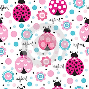 Seamless ladybird pattern vector illustration