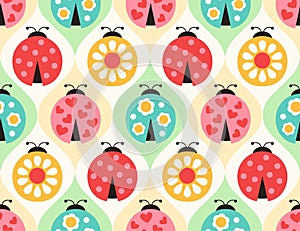 Seamless ladybug insects pattern