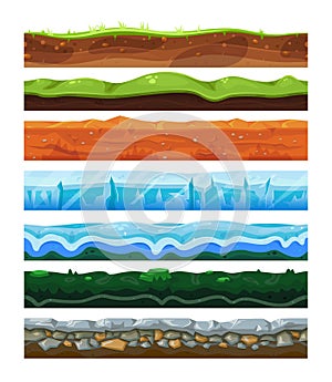 Seamless land horizontal layers set, geology and environment concept