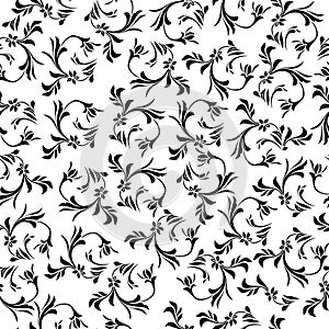 Seamless leaf vector background, simple black and white stripes vector pattern
