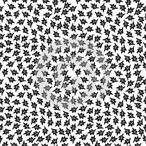 Seamless leaf vector background, simple black and white stripes vector pattern