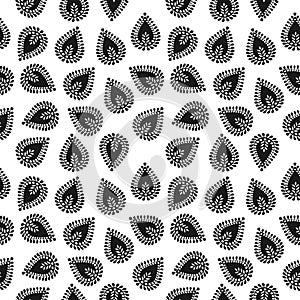 Seamless leaf vector background, simple black and white stripes vector pattern