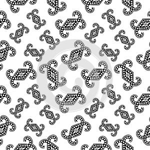 Seamless Leaf vector background, simple black and white stripes vector pattern