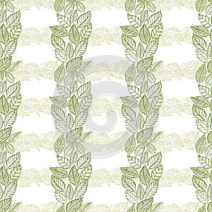Seamless leaves pattern, floral wallpaper, hand drawn, vector.