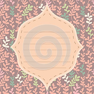 Seamless leaves pattern with frame label