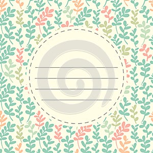 Seamless leaves pattern with frame label