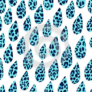 Seamless leopard drops or rain pattern, trendy design, background