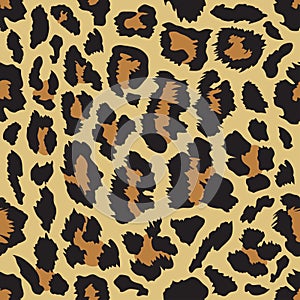Seamless Leopard Fur Pattern Vector Image. Leopard print pattern.