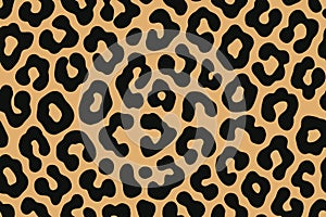 Seamless leopard print pattern with bold black spots on beige background