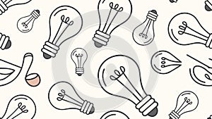Seamless Light Bulb Pattern, Inspiration and Ideas, vector design Generative AI