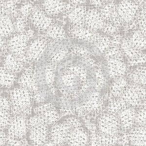 Seamless light grey woven collage linen texture background. Flax hemp fiber natural pattern. Organic fibre close up