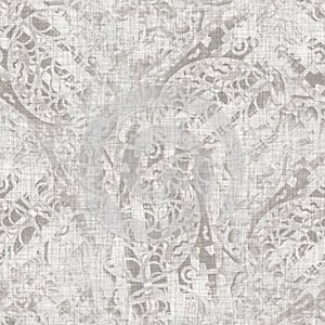 Seamless light grey woven collage linen texture background. Flax hemp fiber natural pattern. Organic fibre close up