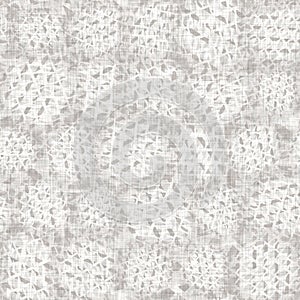 Seamless light grey woven collage linen texture background. Flax hemp fiber natural pattern. Organic fibre close up