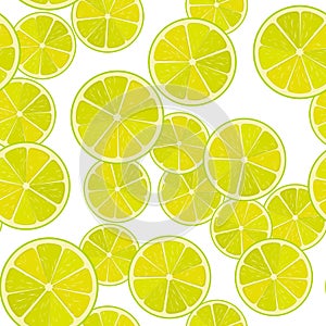 Seamless lime or lemon vector pattern. Minimalistic food background. Vitamins repeatable texture.