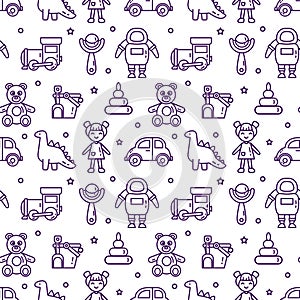 Seamless linear pattern Baby toys vector illustration