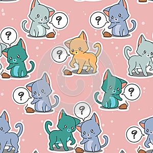 Seamless little cats are playing baby mousy pattern.