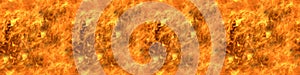 Seamless long banner, Fire flame texture. Blaze flames background