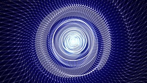 Seamless loop animation of abstract blue tunnel made of moving waves of energy