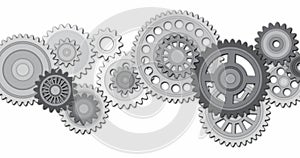 Seamless loop animation of spinning grey gear on white background 4k