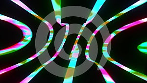 Seamless loop Moving random light streaks. Psychedelic wavy animated abstract curved shapes. 4k resolution 3d render