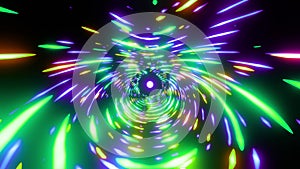 Seamless loop Moving random light streaks. Psychedelic wavy animated abstract curved shapes. 4k resolution 3d render