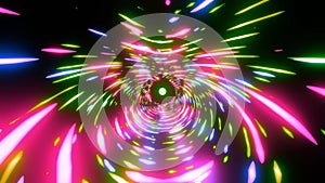 Seamless loop Moving random light streaks. Psychedelic wavy animated abstract curved shapes. 4k resolution 3d render