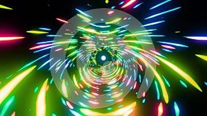 Seamless loop moving random light streaks. Psychedelic wavy animated abstract curved shapes. 4k resolution 3d render