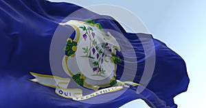 Seamless loop in slow motion of Connecticut state flag fluttering