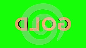 Seamless Looping Animation of 3D Gold text Rotating in a 360 degree turn on Green Screen or Chroma Key background.