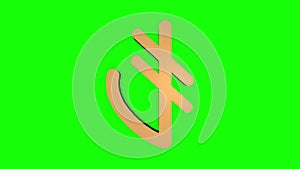 Seamless Looping Animation of 3D Gold Turkish Lira symbol Rotating in a 360 degree turn on Green Screen or Chroma Key background.