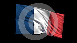 Seamless looping French Republic flag waving in the wind,Alpha channel is included