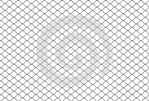 Seamless looping texture of metallic chain link fence on white background. 3D rendered illustration