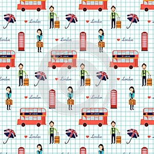 Seamless love London England Great Britain Pattern vector illustration EPS10.